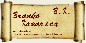 Branko Komarica vizit kartica